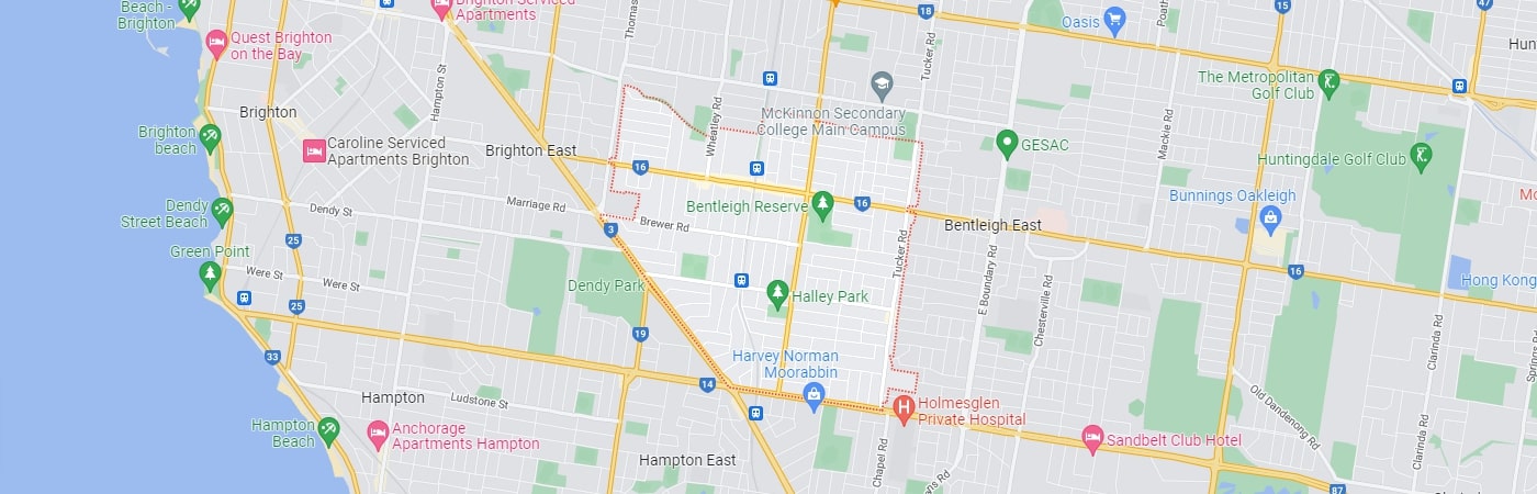 Hot Water Bentleigh map area