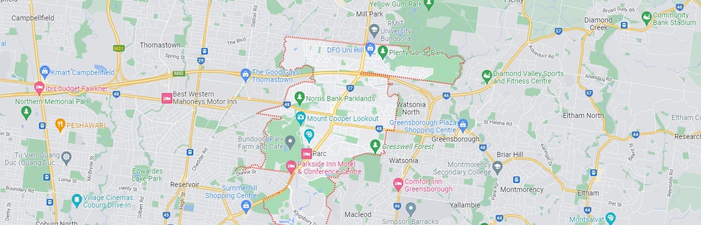 Hot Water Bundoora map area