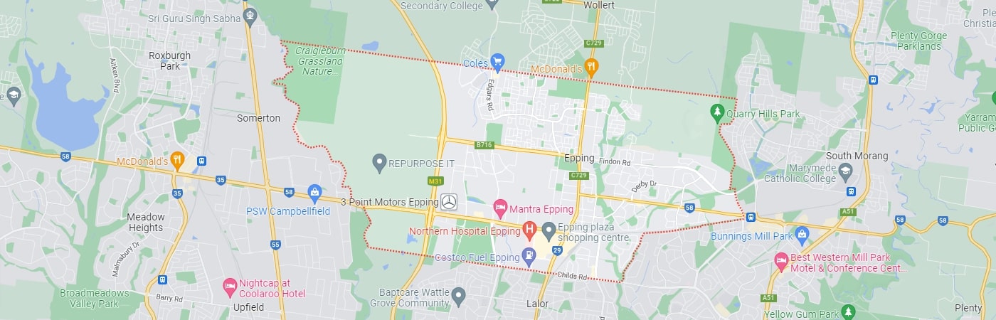 Hot Water Epping map area