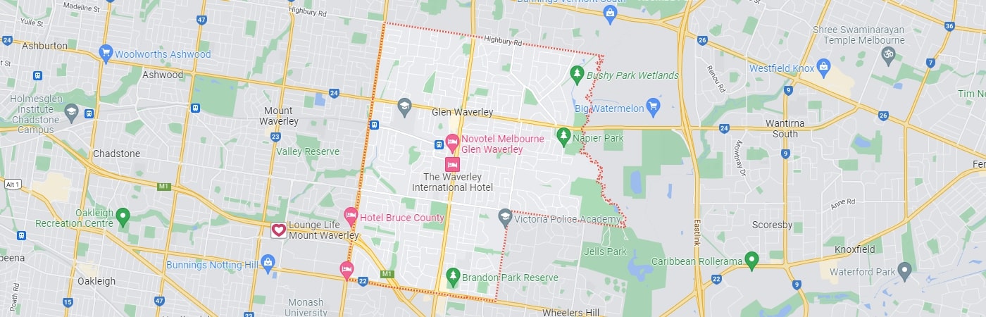 Hot Water Glen Waverley map area